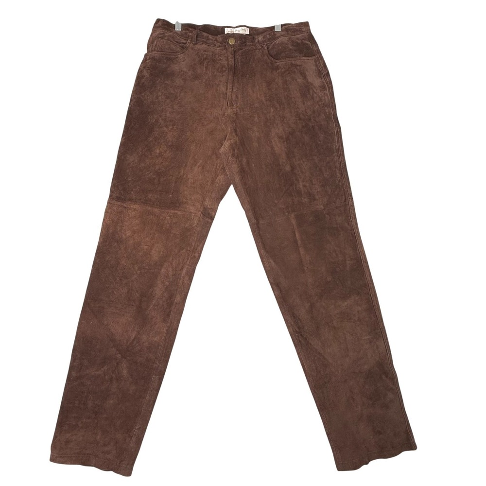 Margaret Godfrey‎ Brown Suede Leather Pants Size 14 High Rise Vintage Style